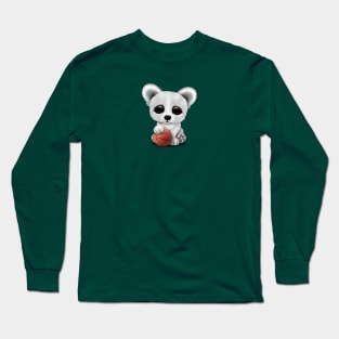 Cute Baby Polar Bear Playing With Basketball Long Sleeve T-Shirt